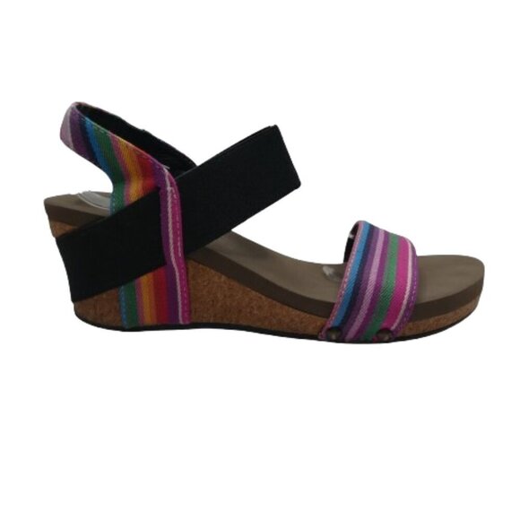Boutique by Corkys Rum Multicolor Striped Open Toe Wedge Sandals Womens 9 - Picture 2 of 12